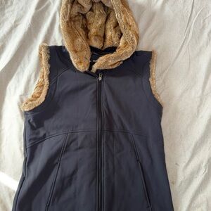 Marmot Black and Tan Hooded Vest